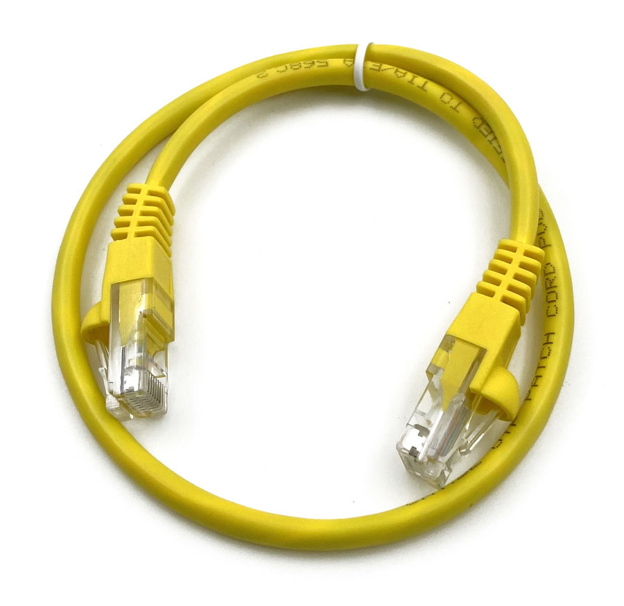 Патч-корд UTP кат.5e, 0.5м, RJ45-RJ45, желтый, Buro