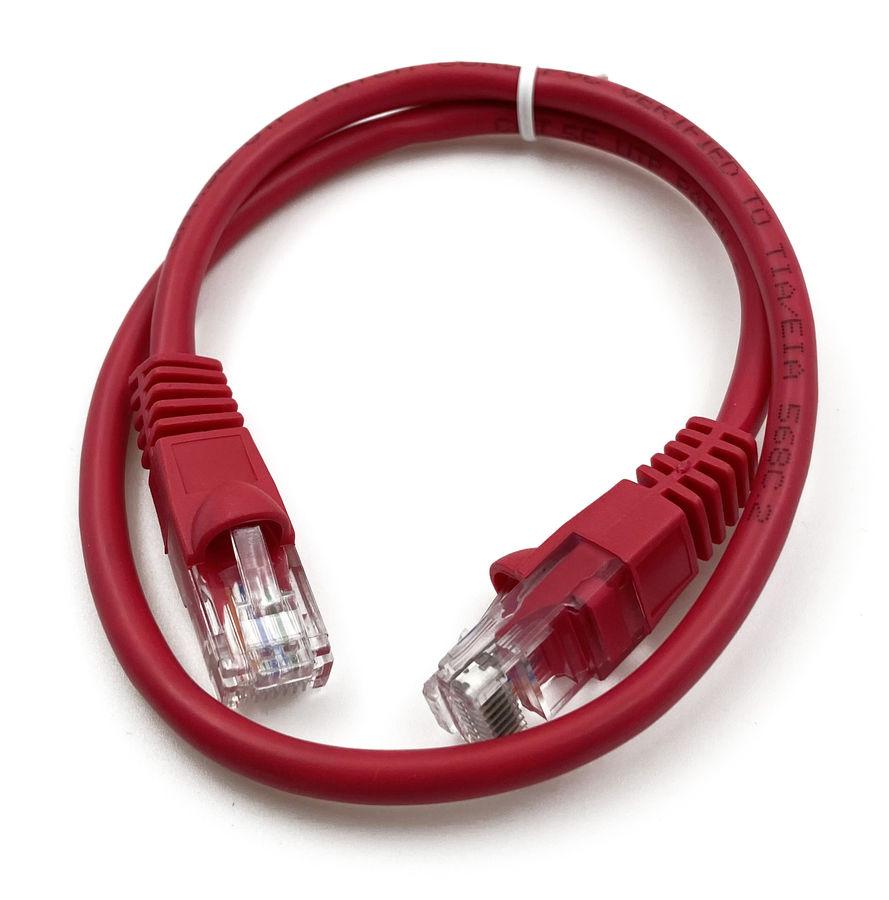 Патч-корд UTP кат.5e, 0.5м, RJ45-RJ45, красный, Buro (UTP-5E-0,5M-R)