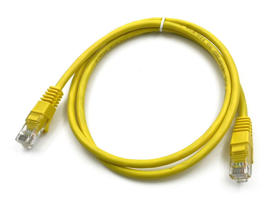 Патч-корд UTP кат.5e, 1м, RJ45-RJ45, желтый, Buro