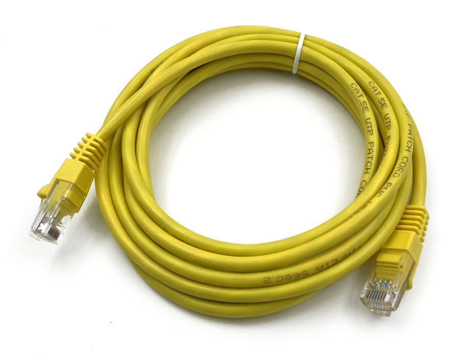 Патч-корд UTP кат.5e, 3м, RJ45-RJ45, желтый, Buro