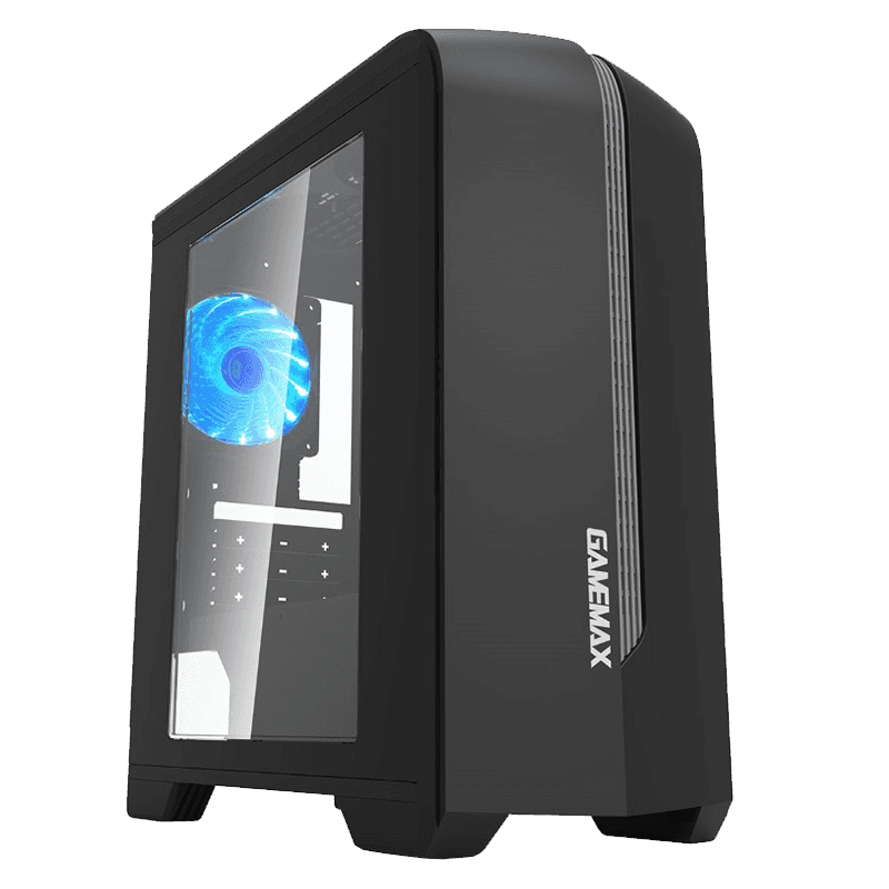 Корпус GameMax Centauri Black Gray, mATX, Midi-Tower, USB 3.0, синяя подсветка, черный/серый, без БП (H601 BG)