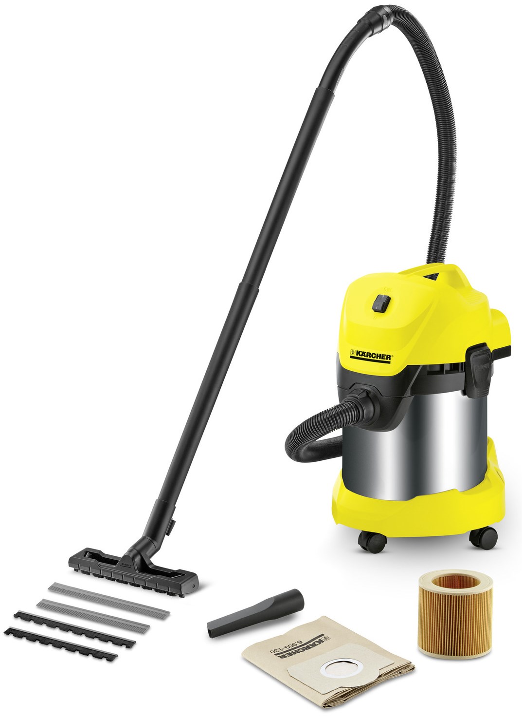 Строительный пылесос KARCHER WD 3 Premium , сетевой, 1000Вт, сухая, влажная уборка, объем пылесборника 17л, мешок, диаметр шланга 35мм, длина шланга 2м, 8.3кг (1.629-863.0)