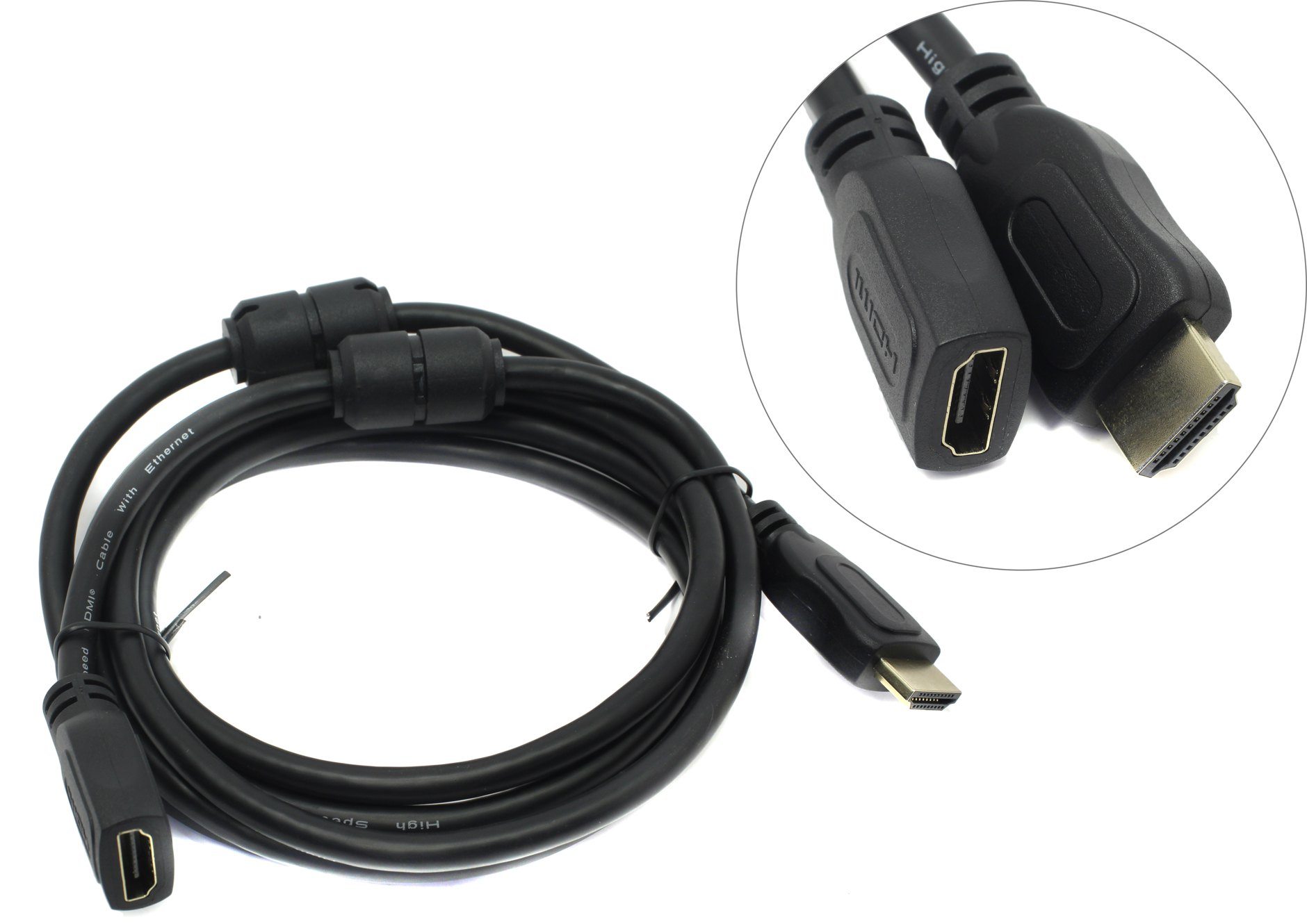 

Кабель-удлинитель HDMI(19M)-HDMI(19F) v2.0 4K, ферритовый фильтр, 2 м, черный Telecom (TCG200MF-2M)