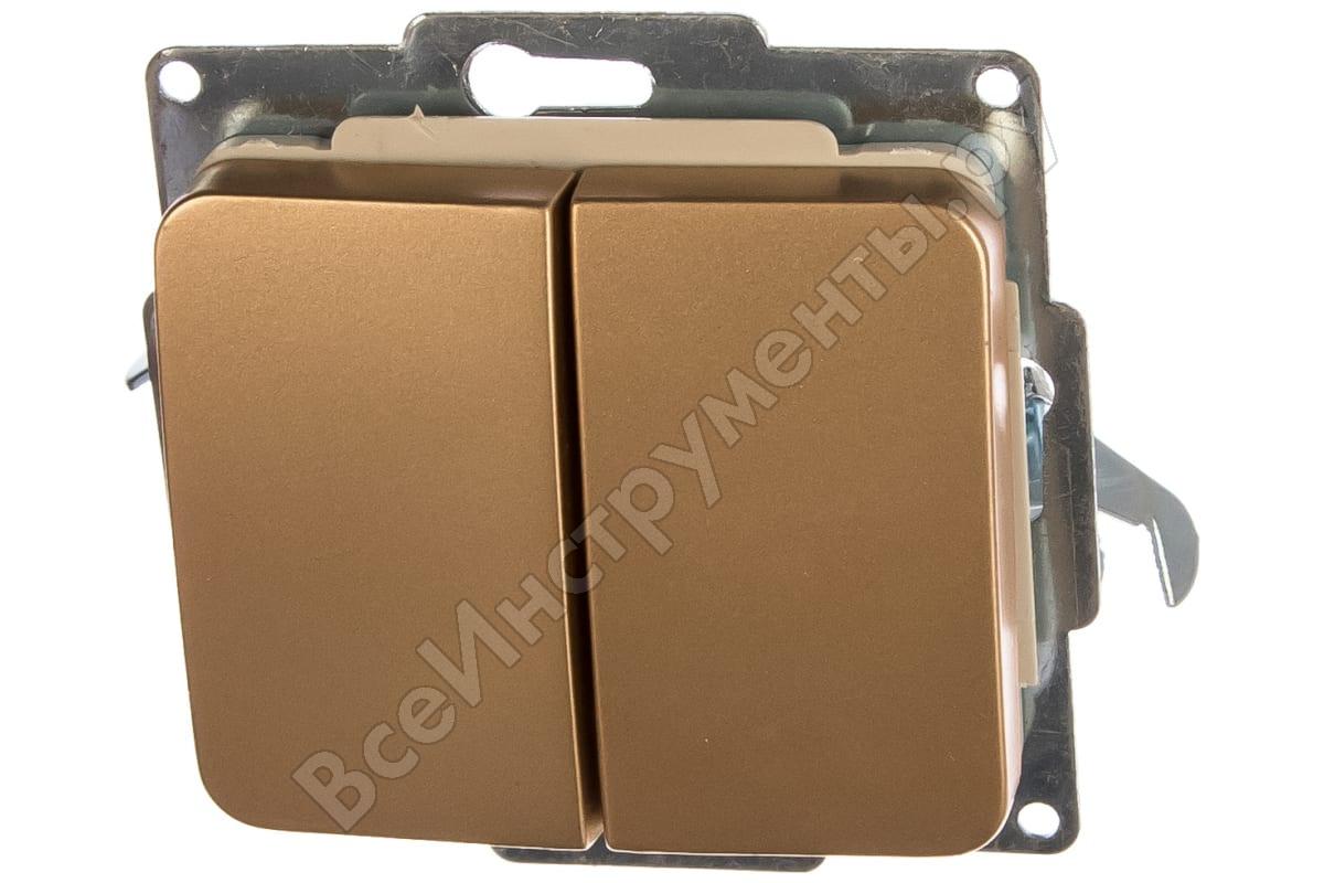 

Выключатель СВЕТОЗАР Гамма SV-54134-GM, 2кл., скрытый монтаж, механизм с накладкой без рамки, золотой металлик (SV-54134-GM), SV-54134-GM