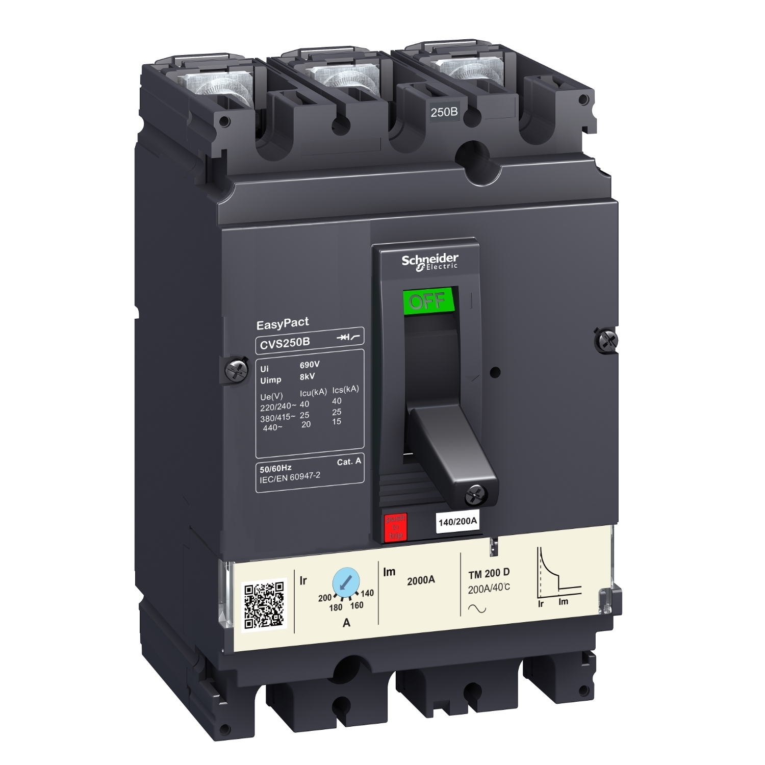

Выключатель автоматический Schneider Electric EasyPact CVS трехполюсный (3P/3П) 200A C 25кА (LV525302), 0