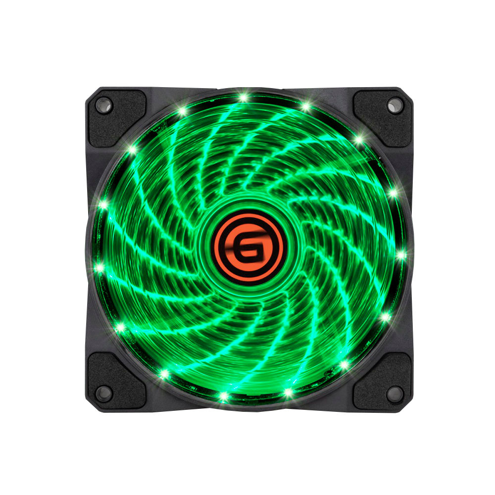 Вентилятор Ginzzu 12LG15, 120мм, 1200rpm, 24 дБ, 4-pin Molex, 1шт, зеленый (12LG15) - фото 1