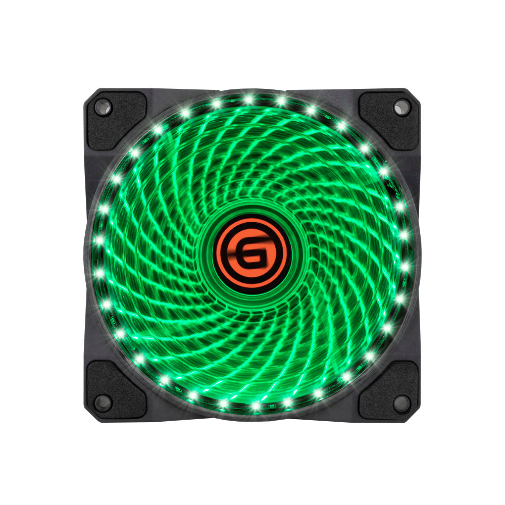 Вентилятор Ginzzu 12LG33, 120мм, 1200rpm, 24 дБ, 4-pin Molex, 1шт, зеленый (12LG33) - фото 1