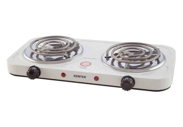 

Плита компактная электрическая Centek CT-1509, эмалированная, 2000Вт, конфорок - 2шт., белый (CT-1509), CT-1509