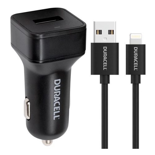 

Автомобильное зарядное устройство Duracell DR5031A-RU, USB, 2.4A, кабель Lightning 8-pin, черный (DR5031A-RU), DR5031A-RU