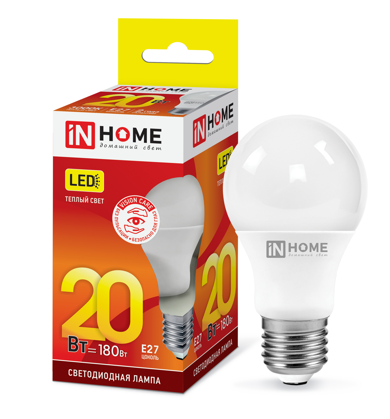 Лампа светодиодная E27 груша/A60, 20 Вт, IN HOME