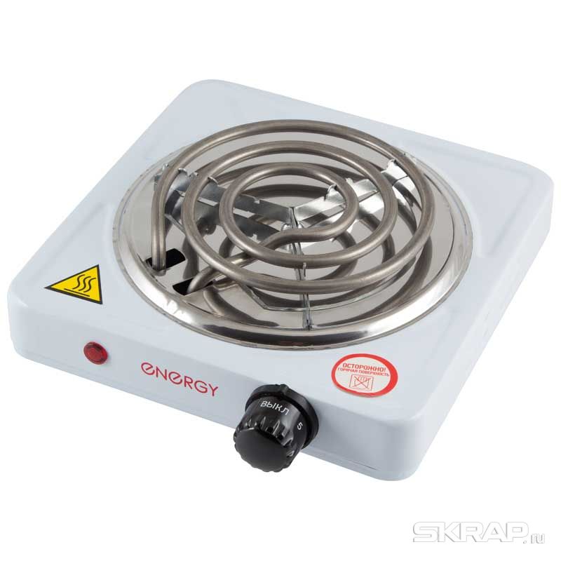 

Плита компактная электрическая ENERGY EN-902, эмалированная, 1000Вт, конфорок - 1шт., белый (158902), EN-902