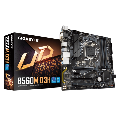 

Материнская плата GIGABYTE B560M D3H, Socket1200, Intel B560, 4xDDR4, 2PCI-Ex16, 6SATA3, 7.1-ch, GLAN, 5USB 3.2, USB Type-C, VGA, DVI, HDMI, DisplayPort, mATX, Retail, B560M D3H