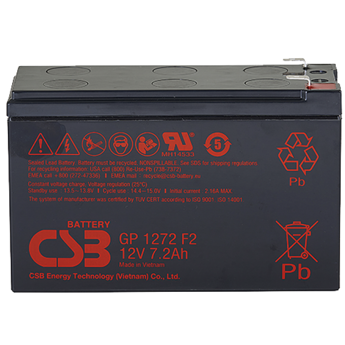 Аккумуляторная батарея CSB GP1272 F1, 12V, 7.2Ah, цвет черный
