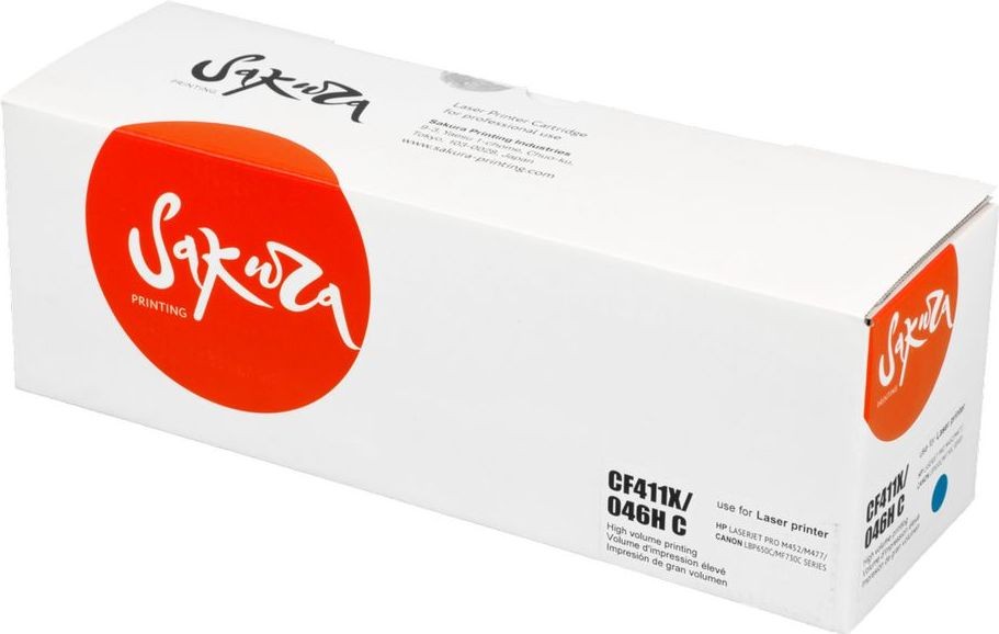 

Картридж лазерный Sakura SACF411X/046HC (№410X/CF411X/046HC), голубой, 5000 страниц, совместимый для LaserJet Pro m377dw / M477fdn / M477fdw / M477fnw/ / M452dn / M452nw без чипа