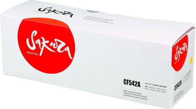 

Картридж лазерный Sakura SACF542A (№203A/CF542A), желтый, 1300 страниц, совместимый для M254 / MFP M280 / 281 без чипа
