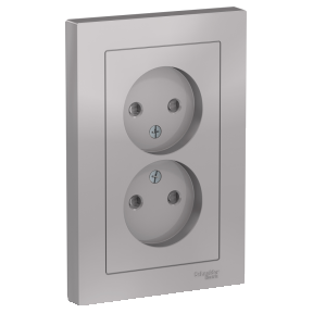 

Розетка Schneider Electric ATLASDESIGN, скрытый монтаж, 2-х постовая, со шторками, 16A, в сборе, IP20, алюминий (ATN000322)