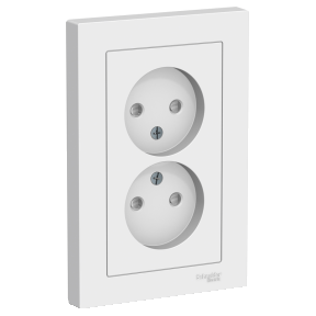 

Розетка Schneider Electric ATLASDESIGN, скрытый монтаж, 2-х постовая, со шторками, 16A, в сборе, IP20, белый (ATN000122)