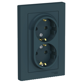 

Розетка Schneider Electric ATLASDESIGN, скрытый монтаж, 2-х постовая, с з/к, 16A, в сборе, IP20, изумруд (ATN000824)
