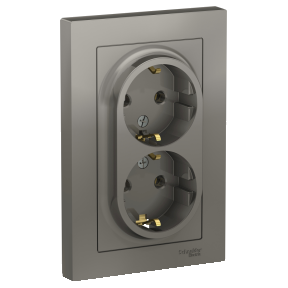 

Розетка Schneider Electric ATLASDESIGN, скрытый монтаж, 2-х постовая, с з/к, 16A, в сборе, IP20, сталь (ATN000924), Стальной