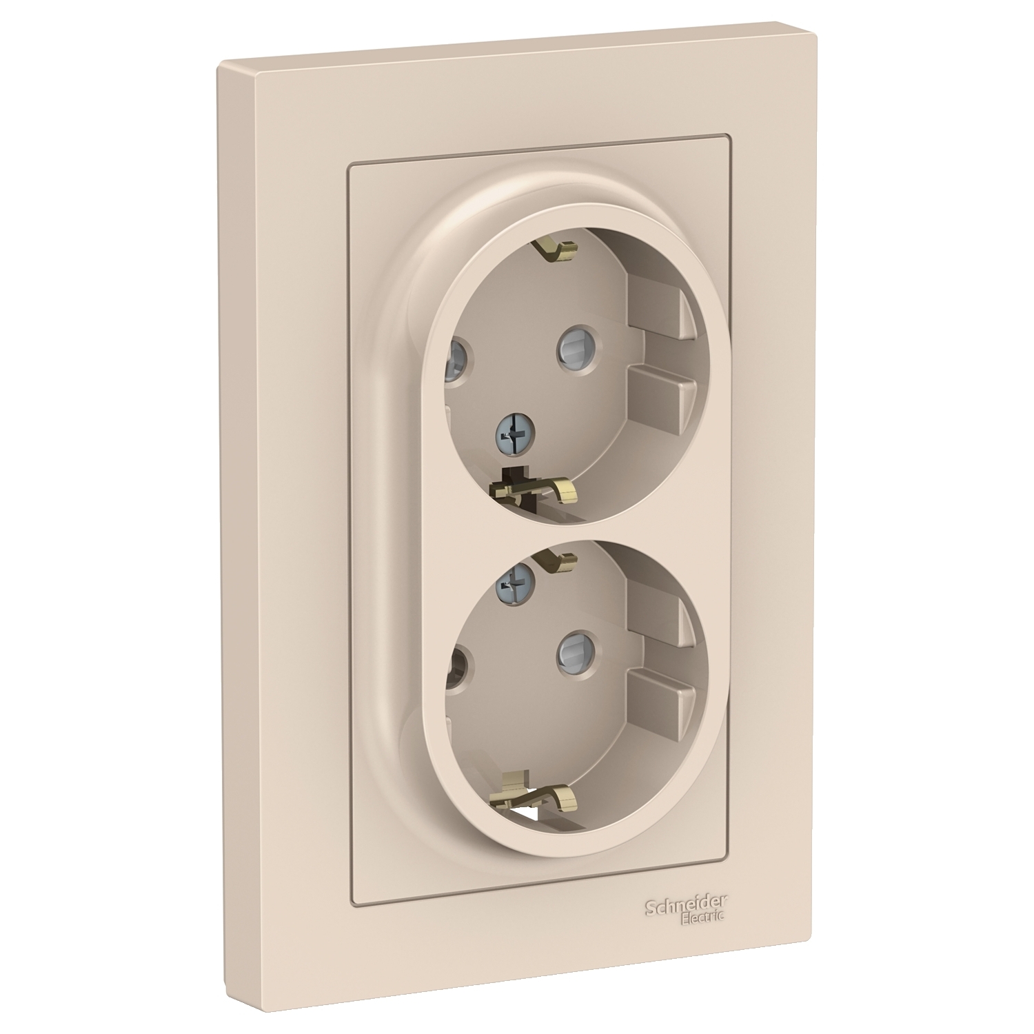 

Розетка Schneider Electric ATLASDESIGN, скрытый монтаж, 2-х постовая, с з/к, со шторками, 16A, в сборе, IP20, бежевый (ATN000226)