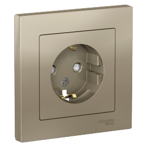 

Розетка Schneider Electric ATLASDESIGN, скрытый монтаж, однопостовая, с з/к, со шторками, 16A, в сборе, IP20, шампань (ATN000544)