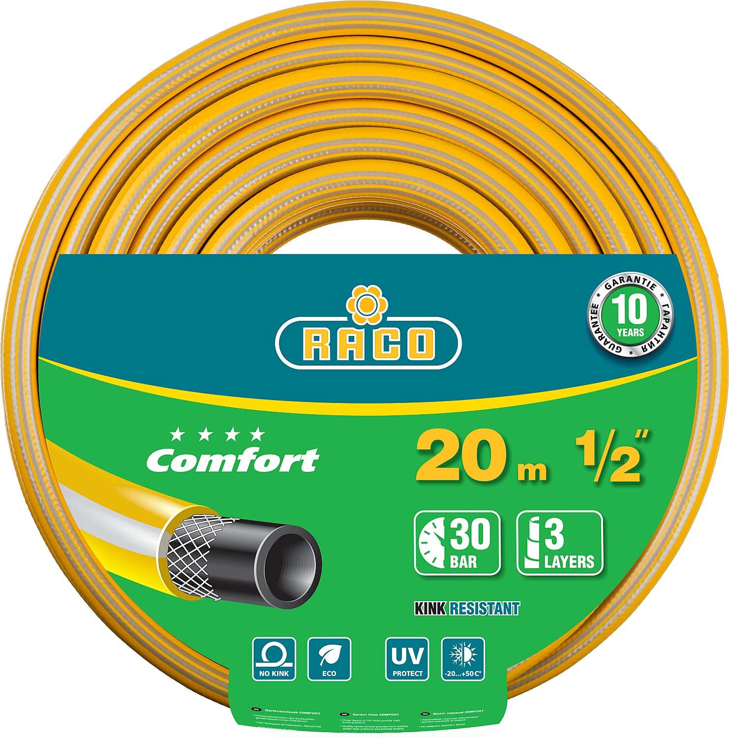 Шланг Raco, поливочный, d = 1/2" (13 мм), 20 м