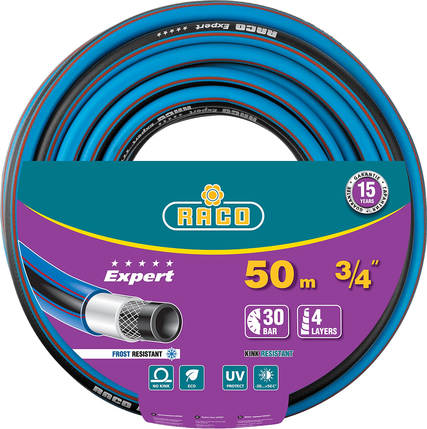 Шланг Raco, поливочный, d = 3/4" (19 мм), 50 м