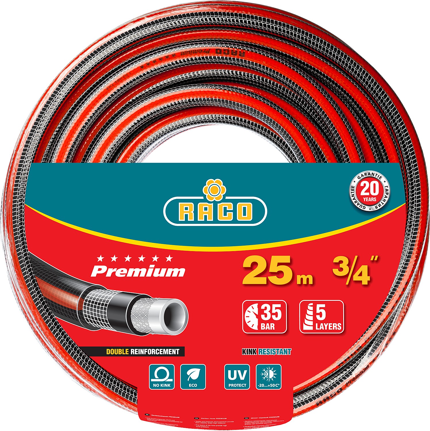 Шланг Raco, поливочный, d = 3/4" (19 мм), 25 м