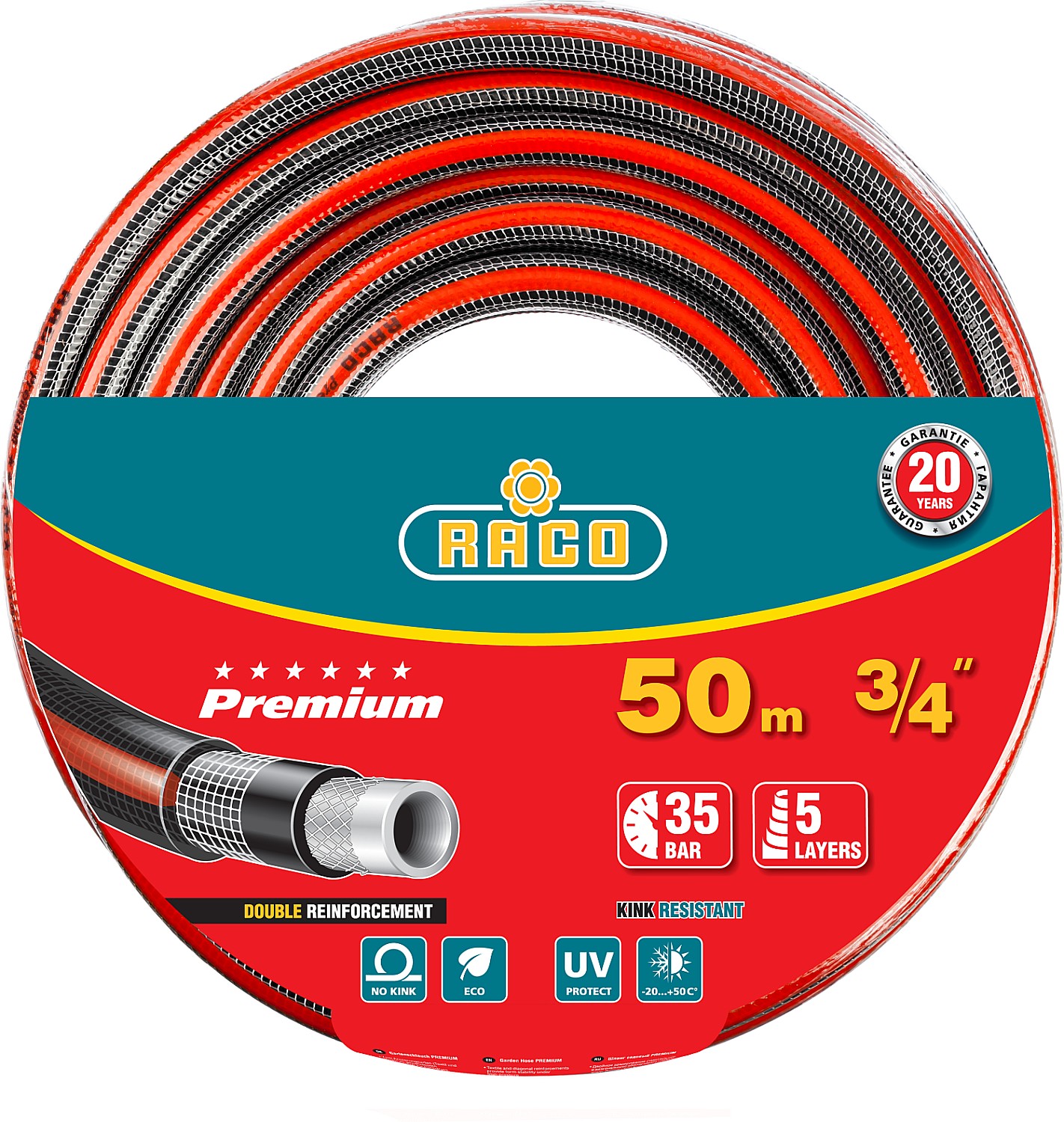 Шланг Raco, поливочный, d = 3/4" (19 мм), 50 м