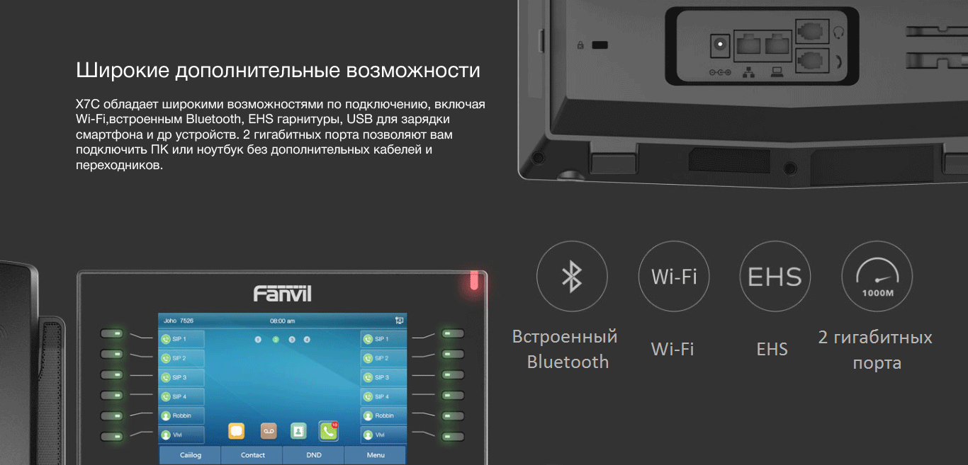 VoIP-телефон Fanvil X7C, 20 линий, 897773 купить по цене 19000 руб в Омске  в интернет-магазине e2e4