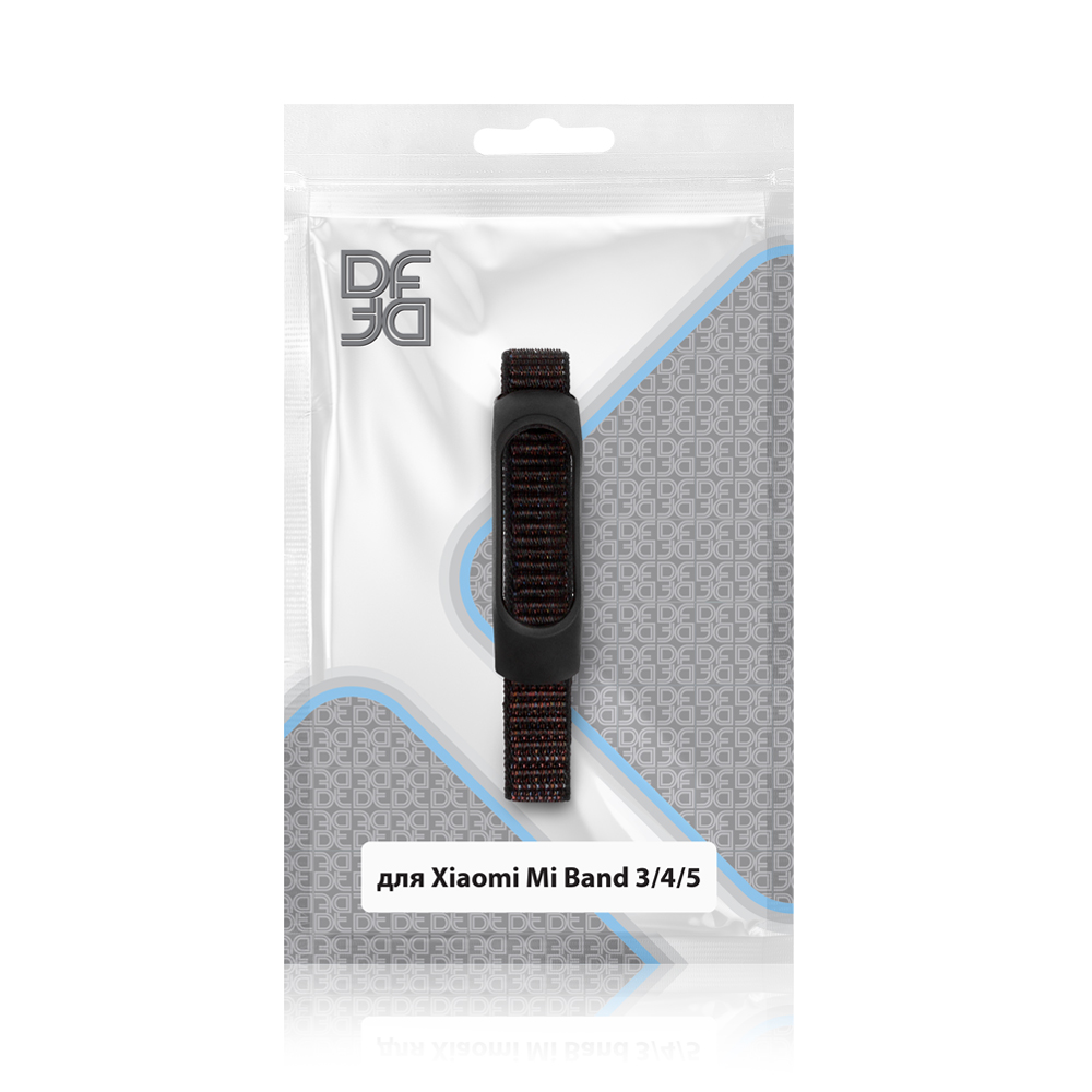 

Ремешок DF для Xiaomi Mi Band 3/4/5, из нейлона, красно-черный (DF xiNylonband-01 (red/black)), Красный/черный