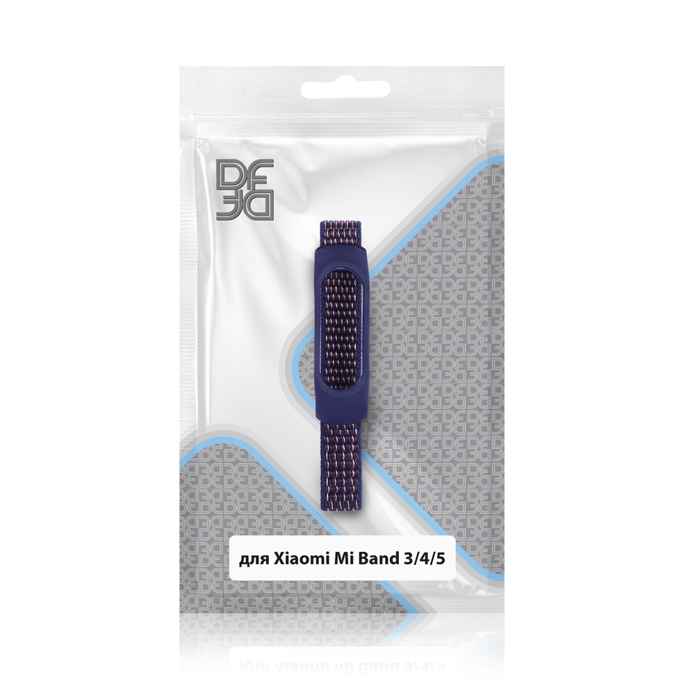 

Ремешок DF для Xiaomi Mi Band 3/4/5, из нейлона, фиолетово-синий (DF xiNylonband-01 (violet/blue)), Фиолетовый/голубой