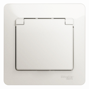 

Розетка Schneider Electric GLOSSA, скрытый монтаж, однопостовая, с з/к, со шторками, с крышкой, 16A, в сборе, IP20, перламутр (GSL000646), 0