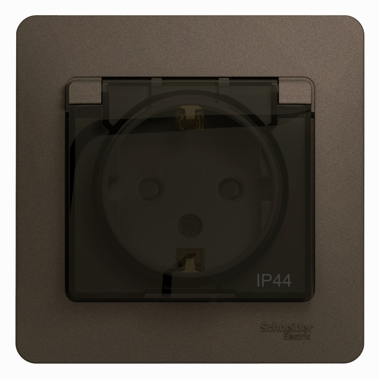 

Розетка Schneider Electric GLOSSA, скрытый монтаж, однопостовая, с з/к, со шторками, с крышкой, 16A, в сборе, IP44, шоколад (GSL000848)