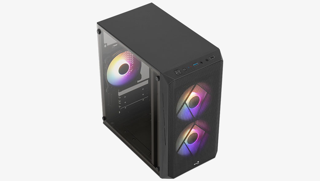 

Корпус AeroCool CS-107-A-BK-v2, mATX, Mini-Tower, USB 3.0, RGB подсветка, черный, без БП (CS-107-A-BK-v2), CS-107-A-BK-v2