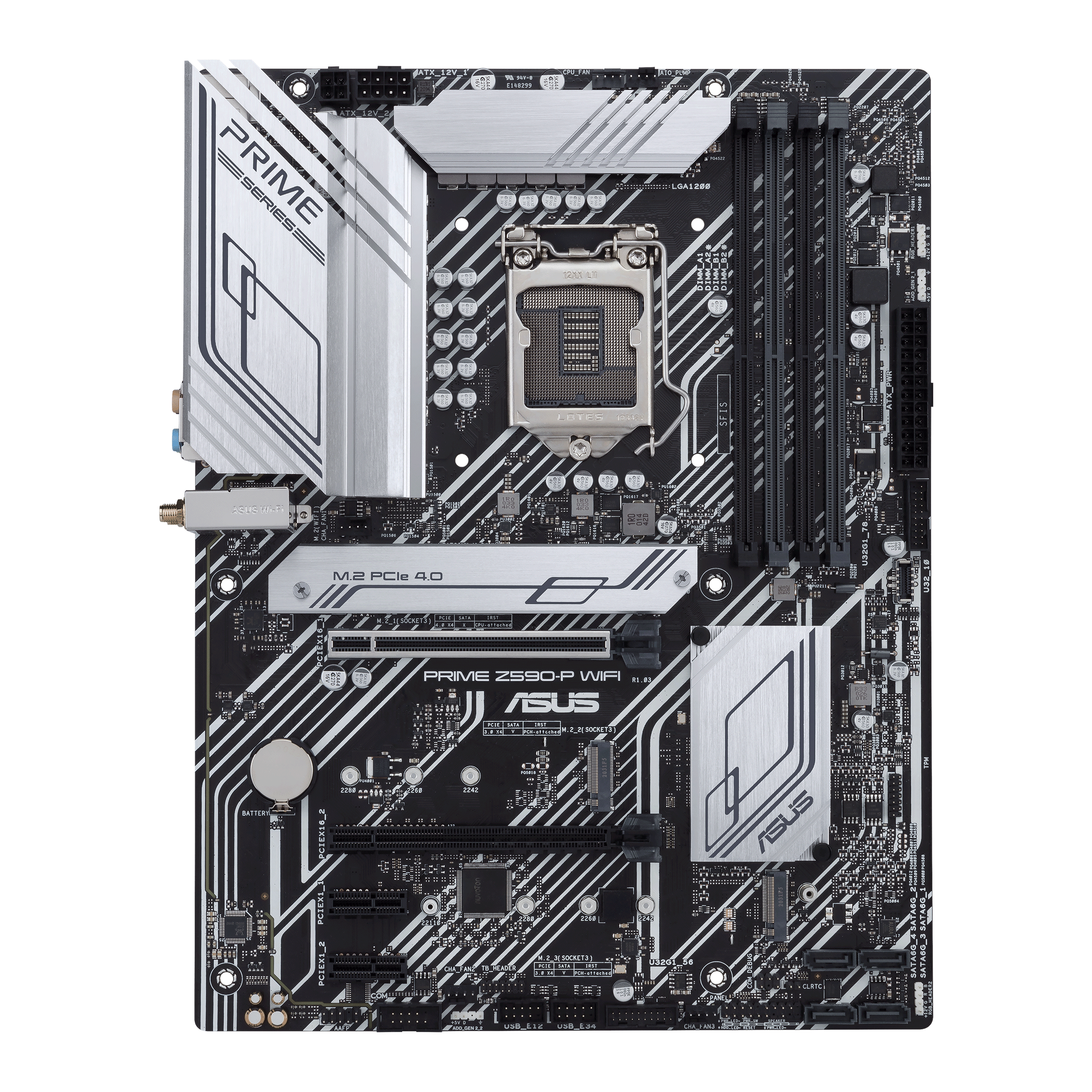 

Материнская плата ASUS PRIME Z590-P WIFI, Socket1200, Intel Z590, 4xDDR4, PCI-Ex16, 4SATA3, 7.1-ch, 2.5GLAN, 5 USB 3.2, 2 USB Type-C, HDMI, DP, ATX, Retail, PRIME Z590-P WIFI