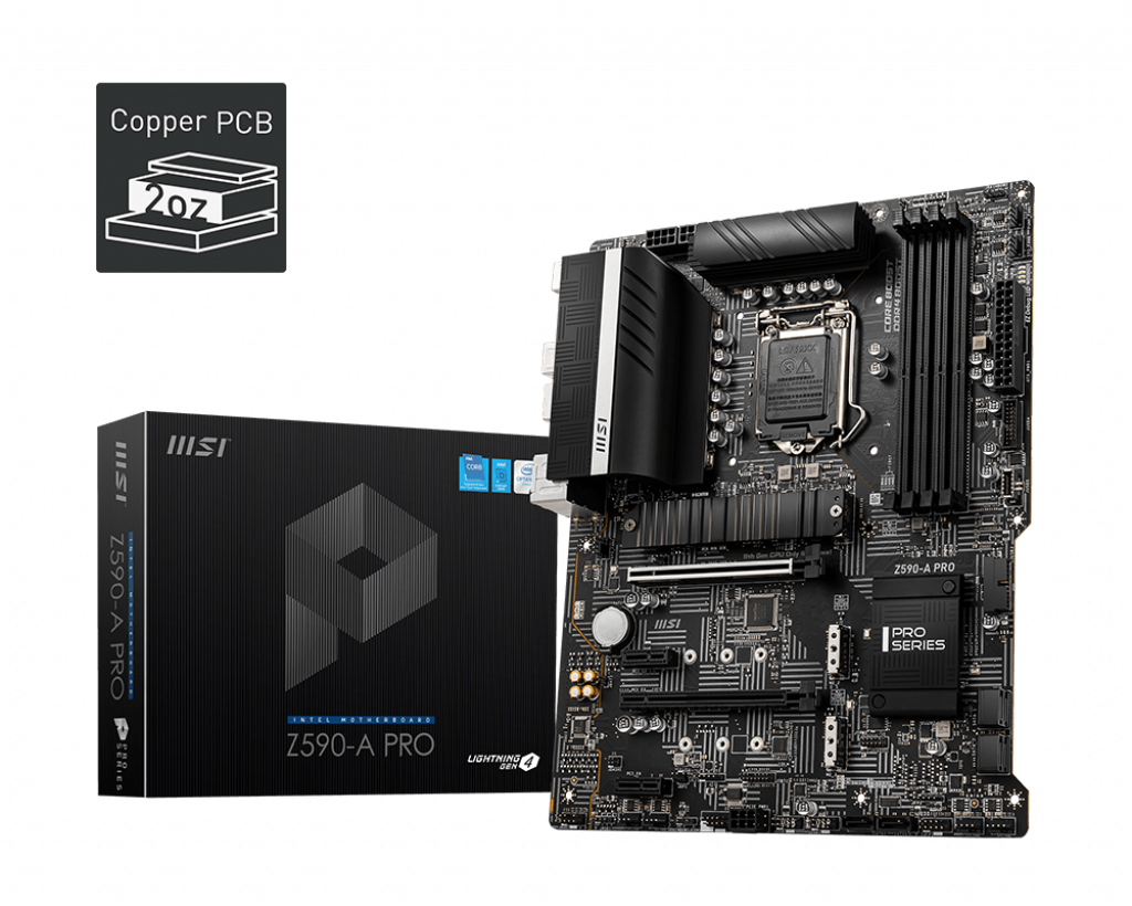 

Материнская плата MSI Z590-A PRO, Socket1200, Intel Z590, 4xDDR4, 2PCI-Ex16, 6SATA3, 7.1-ch, 2.5GLAN, 7 USB 3.2, 2 USB Type-C, HDMI, DP, ATX, Retail, Z590-A PRO