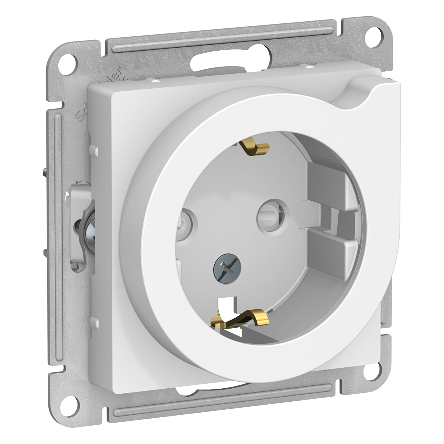 

Розетка Schneider Electric ATLASDESIGN, скрытый монтаж, однопостовая, с з/к, со шторками, 16A, механизм с накладкой без рамки, IP20, белый (ATN000147)