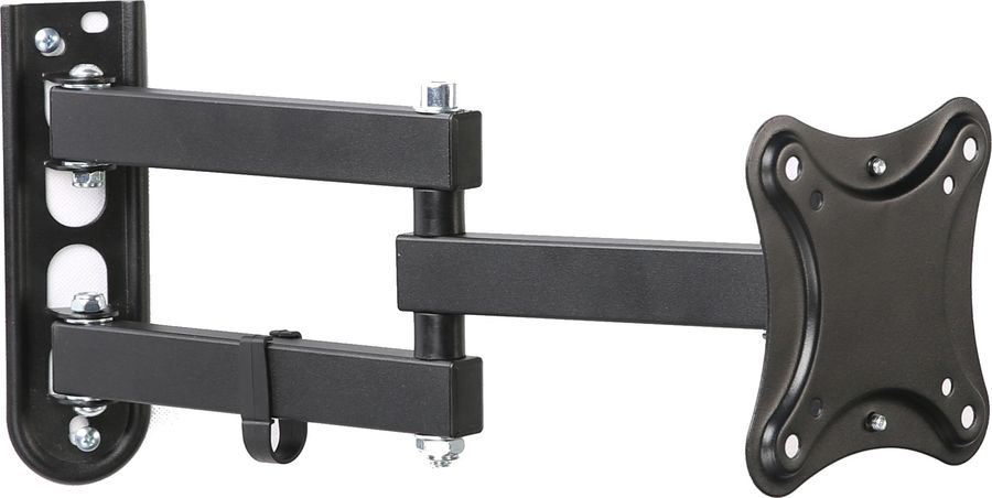 Кронштейн настенный для TV/монитора HAMA R1, 10"-27", VESA 75x75мм-100x100мм, наклонный, поворотный, до 15 кг, черный (118153)