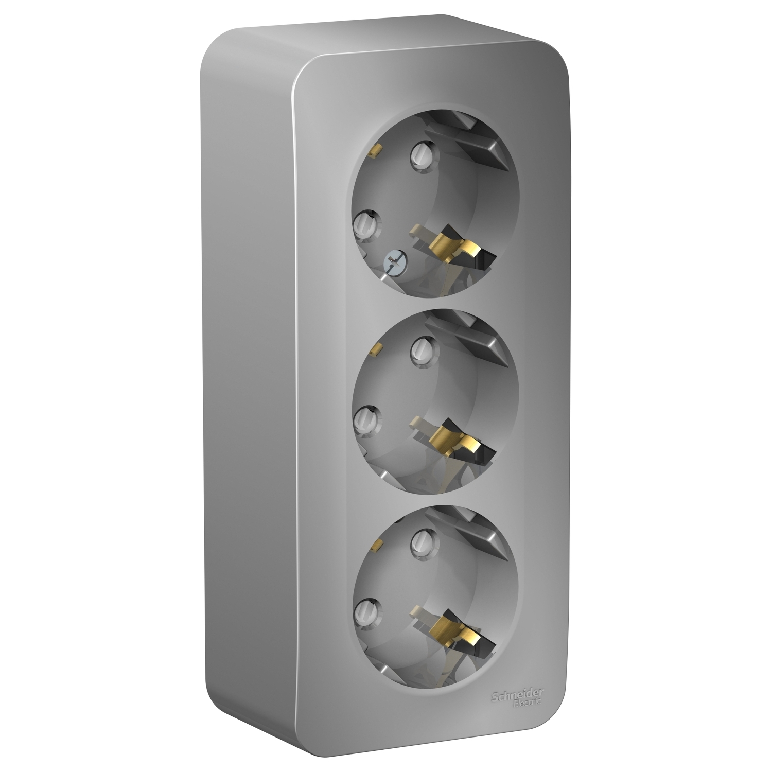 

Розетка Schneider Electric Blanca, открытый монтаж, 3-х постовая, с з/к, со шторками, 16A, в сборе с изолирующей пластиной, IP20, алюминий (BLNRA011313), 0