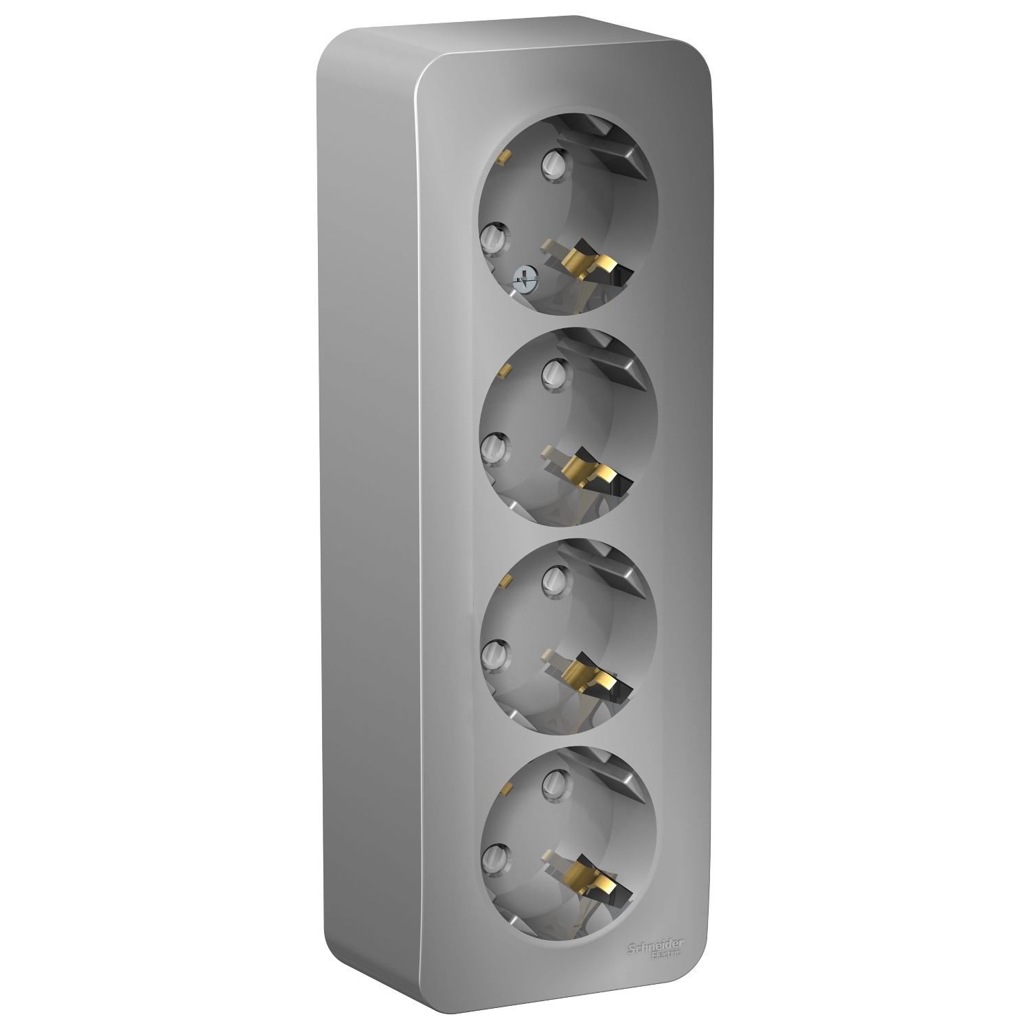 

Розетка Schneider Electric Blanca, открытый монтаж, 4-х постовая, с з/к, со шторками, 16A, в сборе с изолирующей пластиной, IP20, алюминий (BLNRA011413)