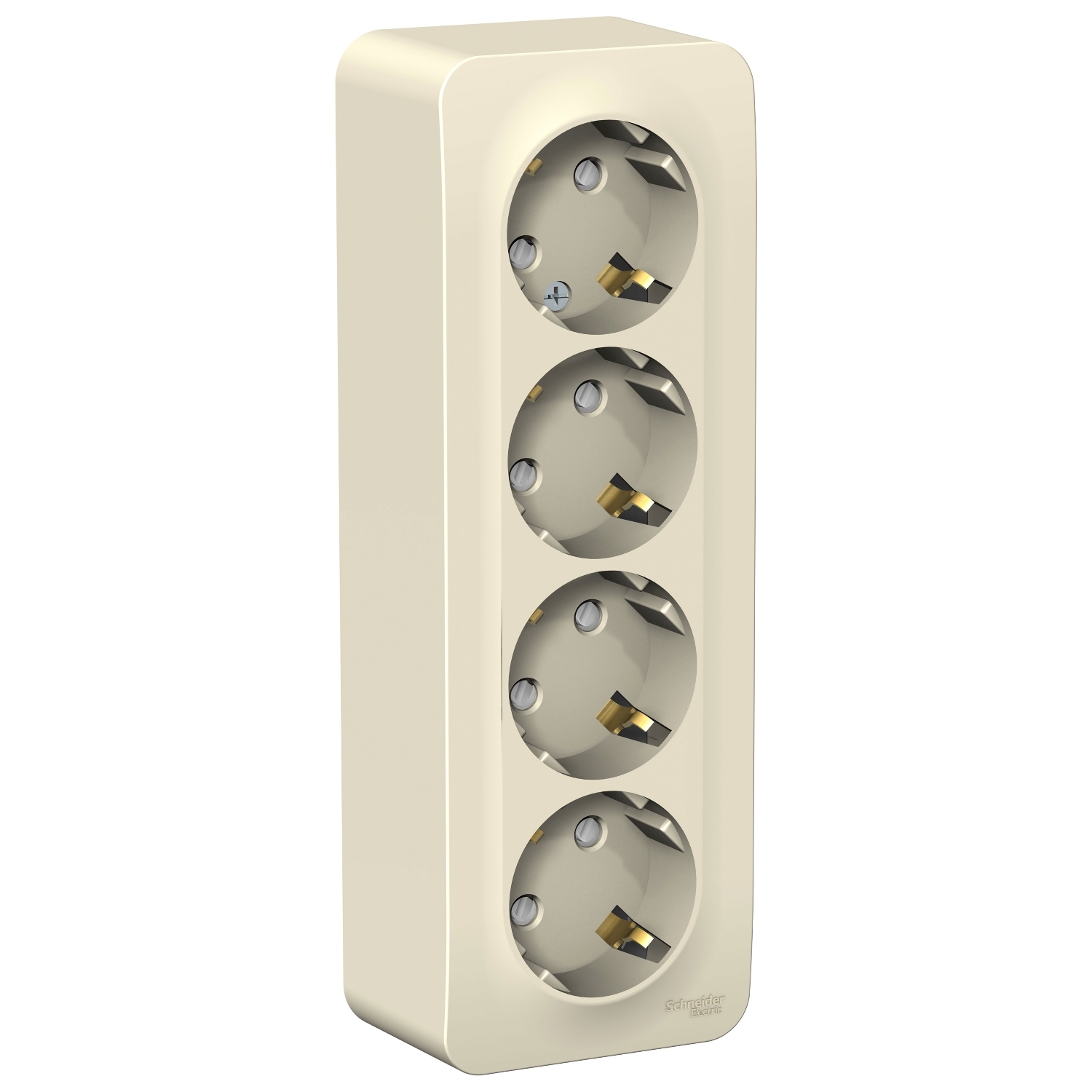 

Розетка Schneider Electric Blanca, открытый монтаж, 4-х постовая, с з/к, со шторками, 16A, в сборе с изолирующей пластиной, IP20, молочный (BLNRA011412)