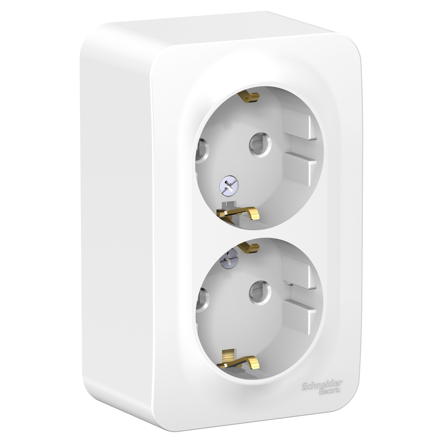 

Розетка Schneider Electric Blanca, открытый монтаж, 2-х постовая, с з/к, со шторками, 16A, в сборе с монтажной пластиной, IP20, белый (BLNRA011221)