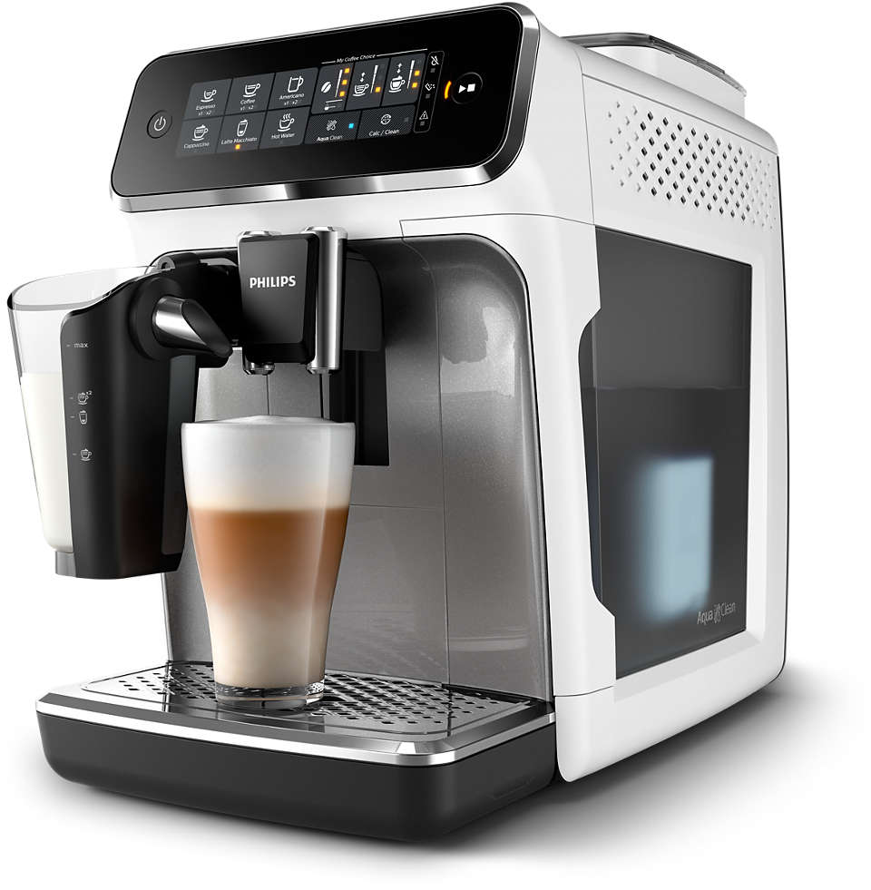 Кофемашина автоматическая Philips EP3243/70, зерновой / молотый, 1.8л, автоматический капучинатор, дисплей, серебристый/белый, 1500Вт (EP3243/70), цвет серебристый/белый
