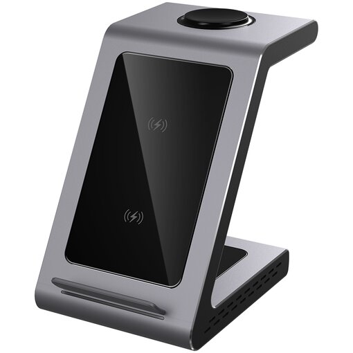 

Беспроводное зарядное устройство Prestigio ReVolt A8, 2А, три устройства (смартфон, часы, наушники), серый (PCS108A_SG), ReVolt A8