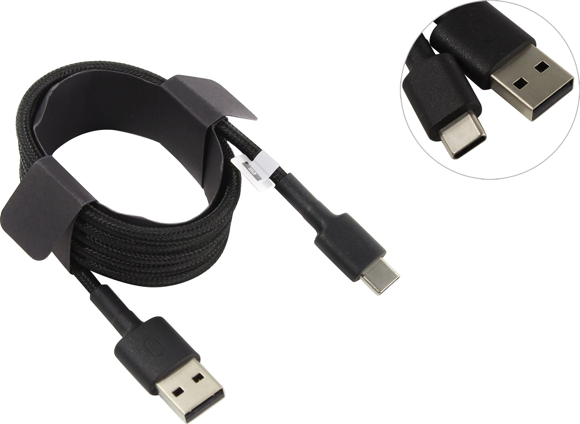 Кабель USB-USB Type-C, 1 м, черный Xiaomi Mi Type-C Braided Cable