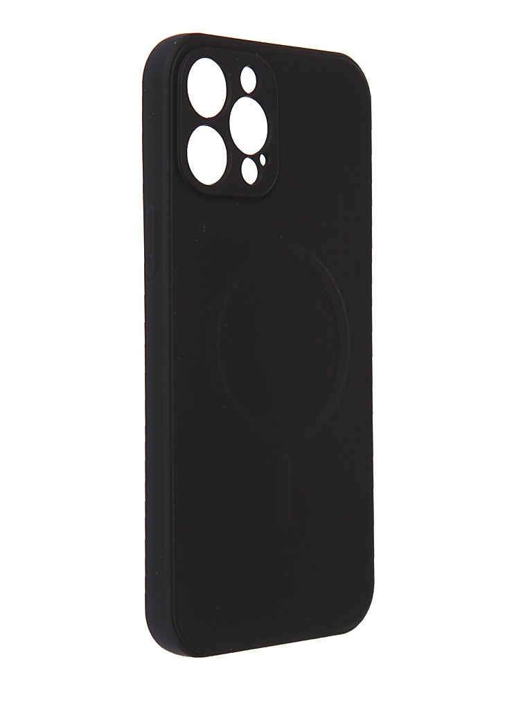 

Чехол-накладка DF MagSafe с микрофиброй для смартфона Apple iPhone 12 Pro Max, силикон, черный (DF iMagnetcase-04 (black))
