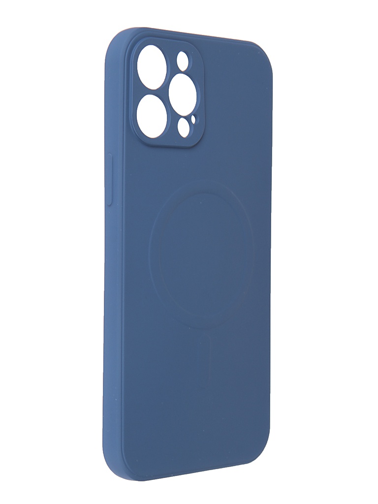 

Чехол-накладка DF MagSafe с микрофиброй для смартфона Apple iPhone 12 Pro Max, силикон, синий (DF iMagnetcase-04 (blue))