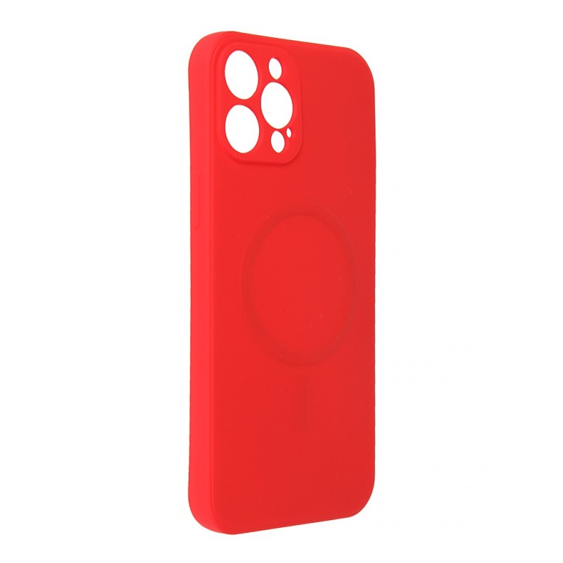 

Чехол-накладка DF MagSafe с микрофиброй для смартфона Apple iPhone 12 Pro Max, силикон, красный (DF iMagnetcase-04 (red))