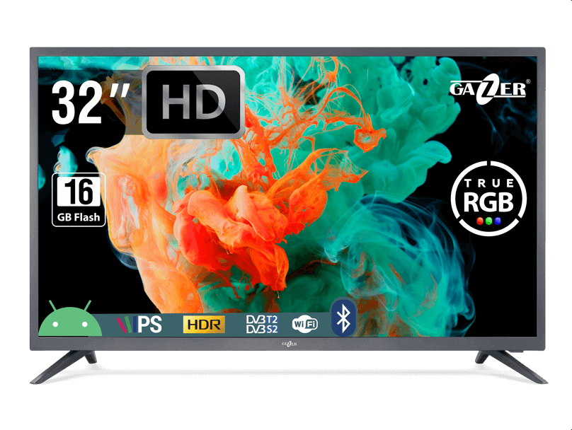 

Телевизор 32" Gazer TV32-HS2G, HD, 1366x768, DVB-T /T2 /C, HDMIx2, USBx2, WiFi, Smart TV, темно-серый, (TV32-HS2G), TV32-HS2G